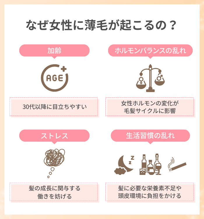 なぜ女性に薄毛が起こるの？主な原因を解説
