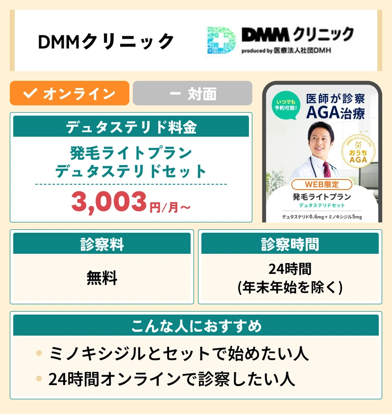 DMMクリニックのデュタステリド料金と診察時間